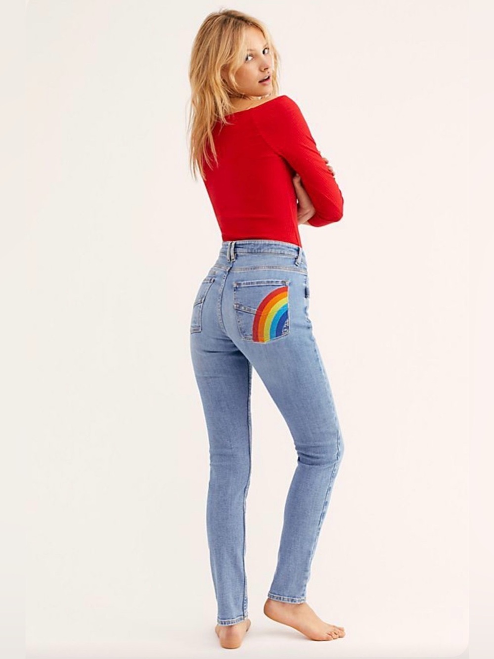 Free People Zadig & Voltaire Davida Rainbow Jeans Size 25